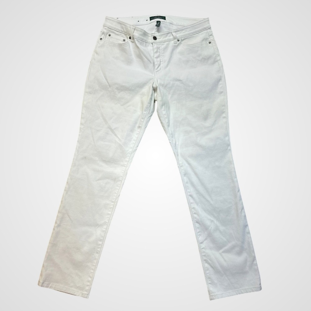 Lauren Ralph Lauren Jeans Co Pants Womens White Excellent Straight Leg Denim